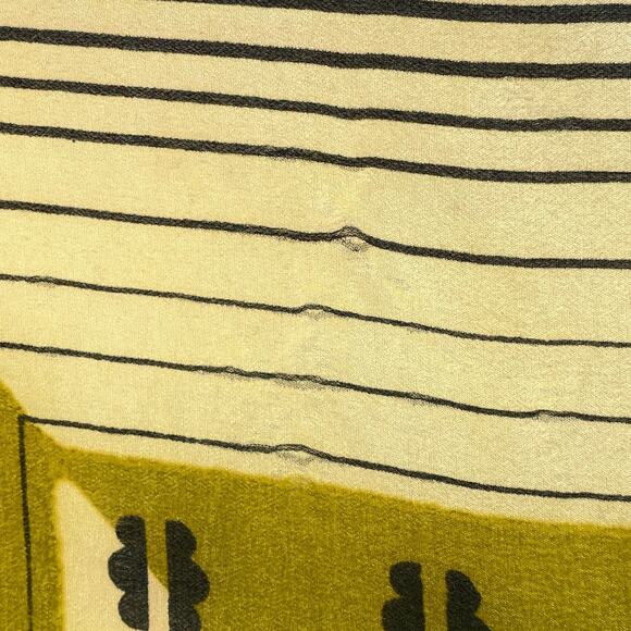 Silk Chiffon Scarf Hand Rolled Geometric Printed Wrap Square Green Black 31" Vtg - Picture 6 of 13